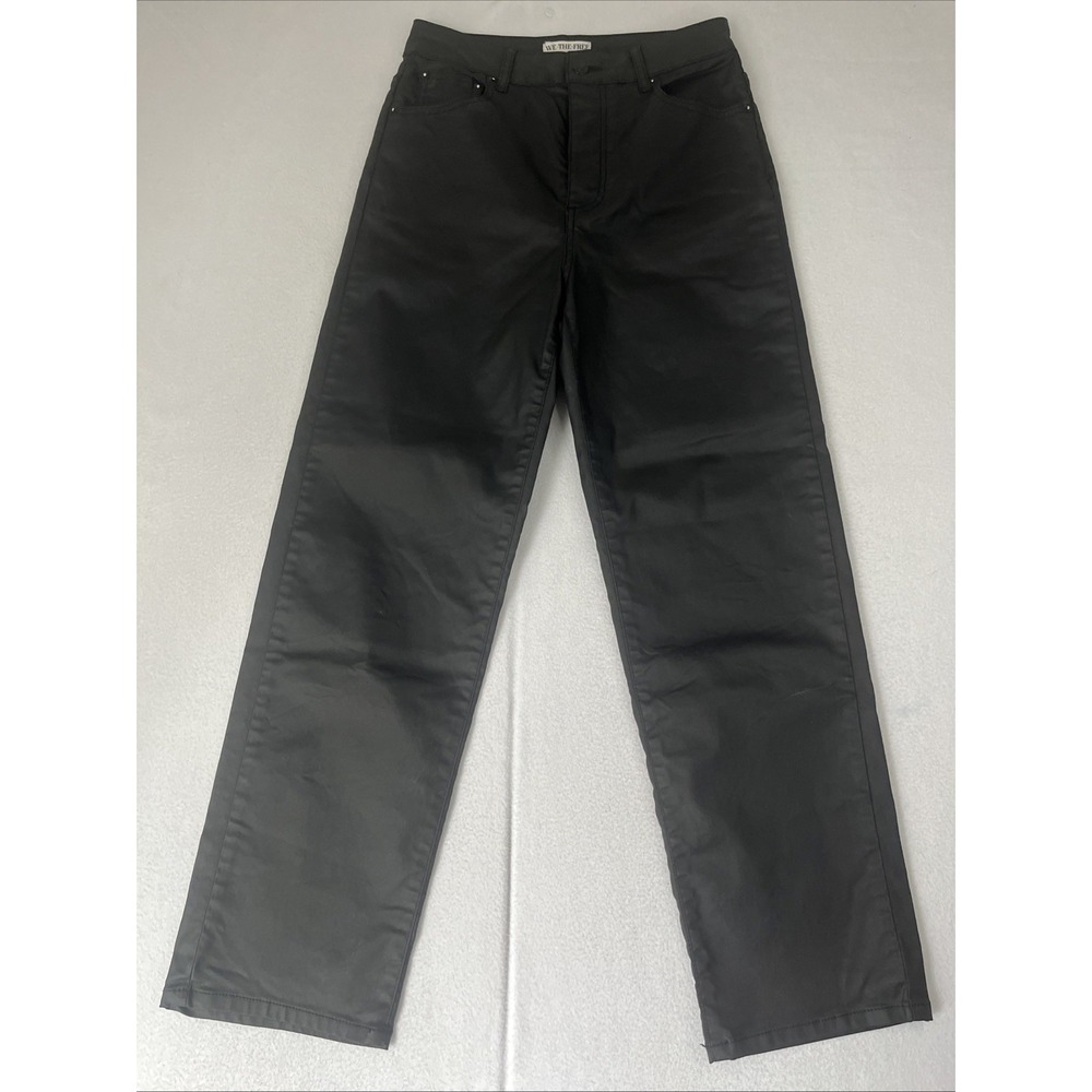 We The Free People Pacifica High Rise Slim Straight Vegan Leather Jeans Black 28